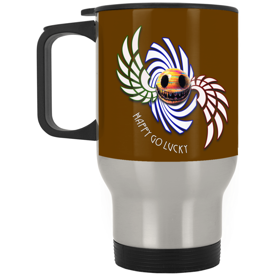 Happy Go Lucky Silver Stainless Travel Mug