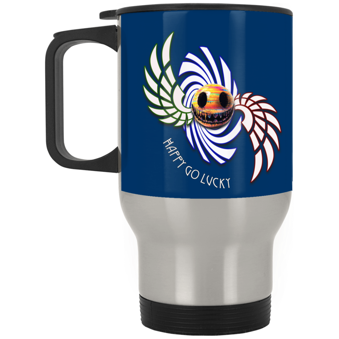 Happy Go Lucky Silver Stainless Travel Mug