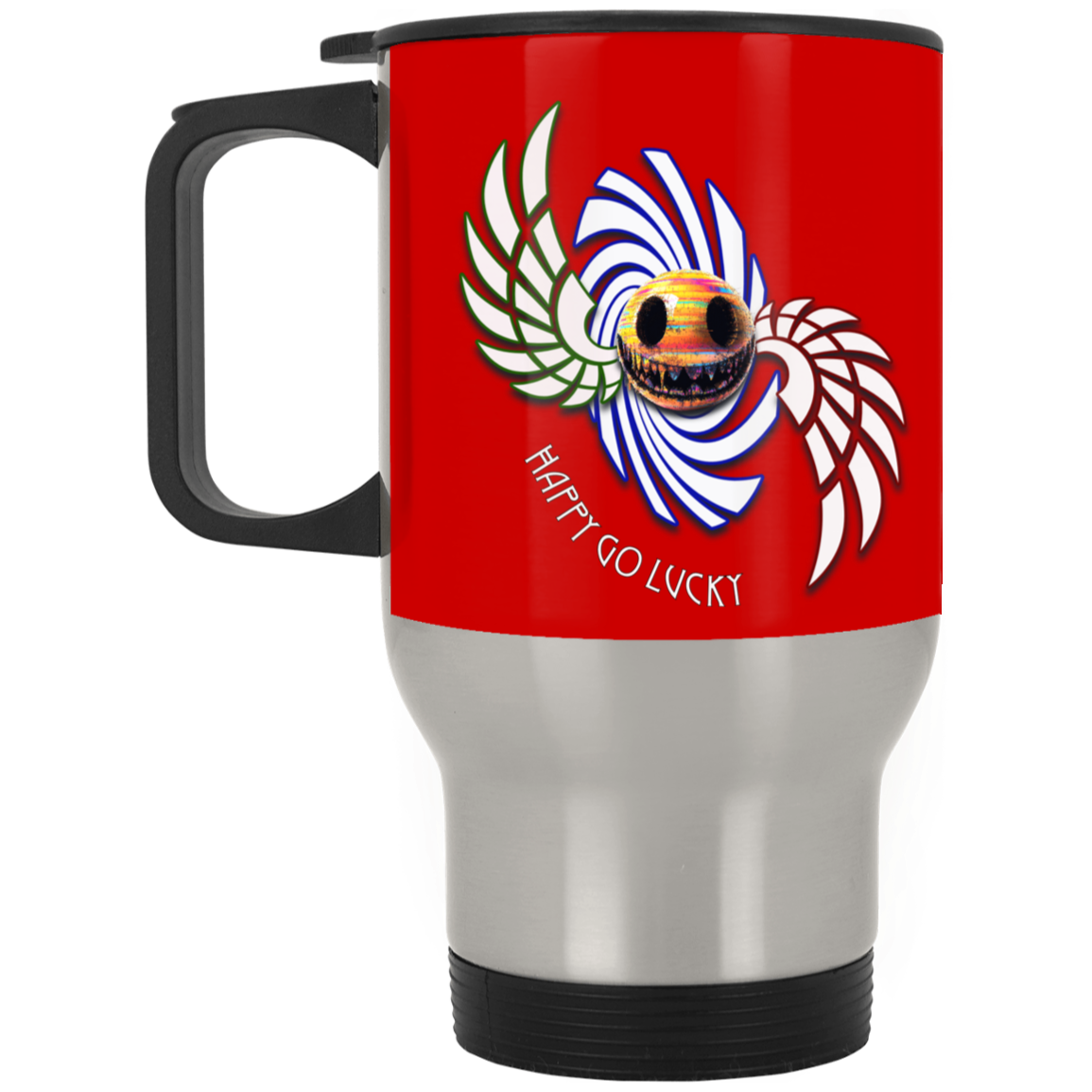 Happy Go Lucky Silver Stainless Travel Mug