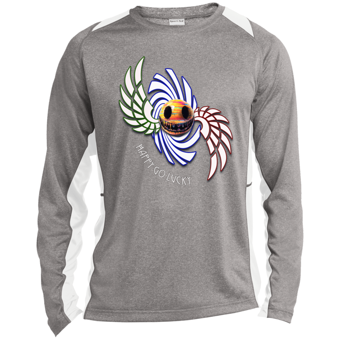 Happy Go Lucky Long Sleeve Heather Colorblock Performance Tee