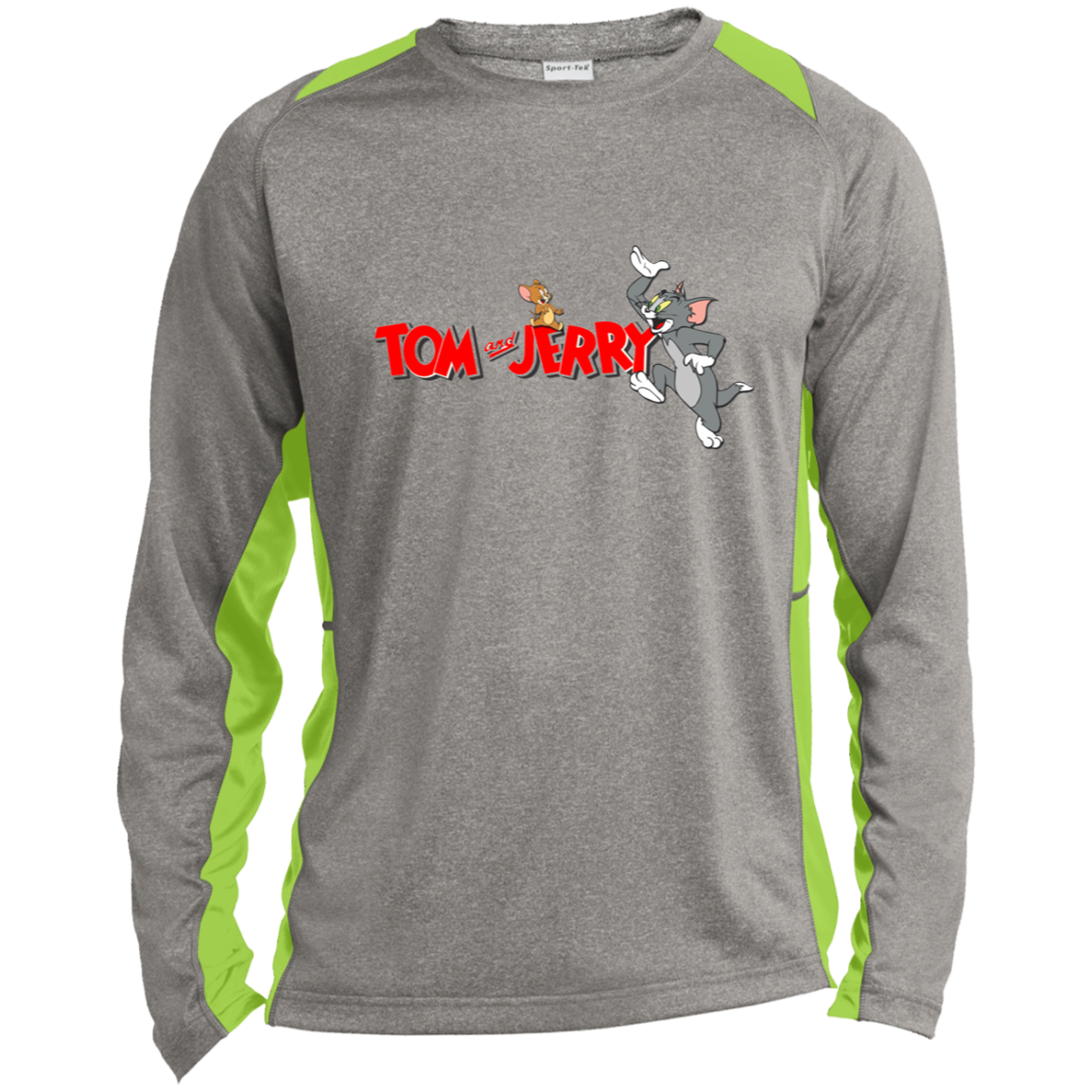 Tom and Jerry Long Sleeve Heather Colorblock Performance Tee