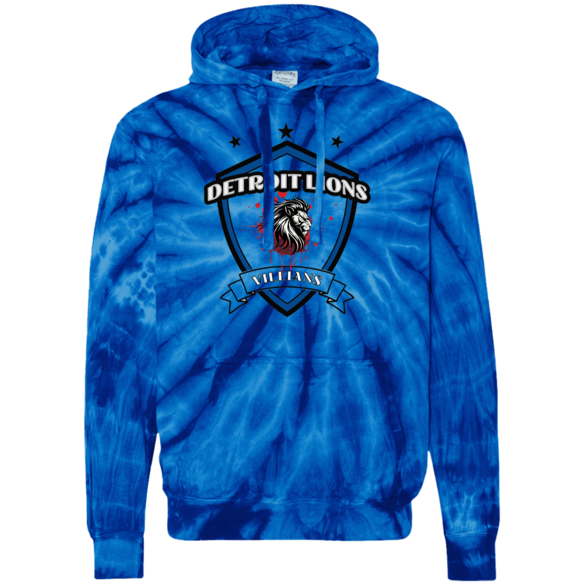 Detroit Lions Villain Unisex Tie-Dyed Pullover Hoodie