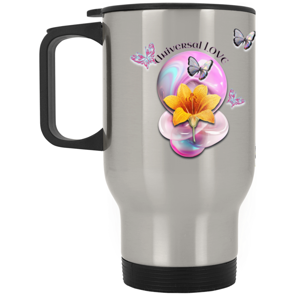 Universal Love Silver Stainless Travel Mug