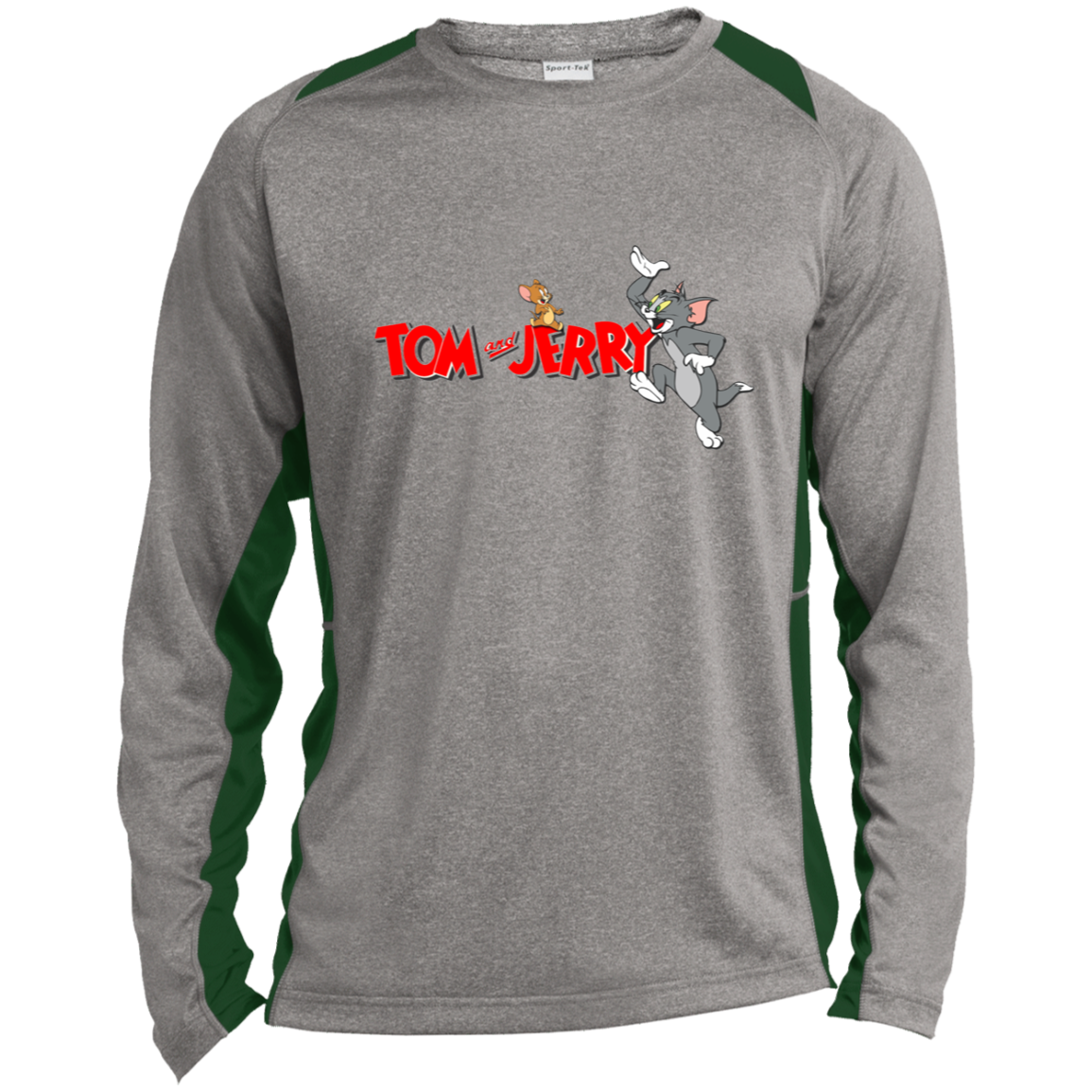 Tom and Jerry Long Sleeve Heather Colorblock Performance Tee