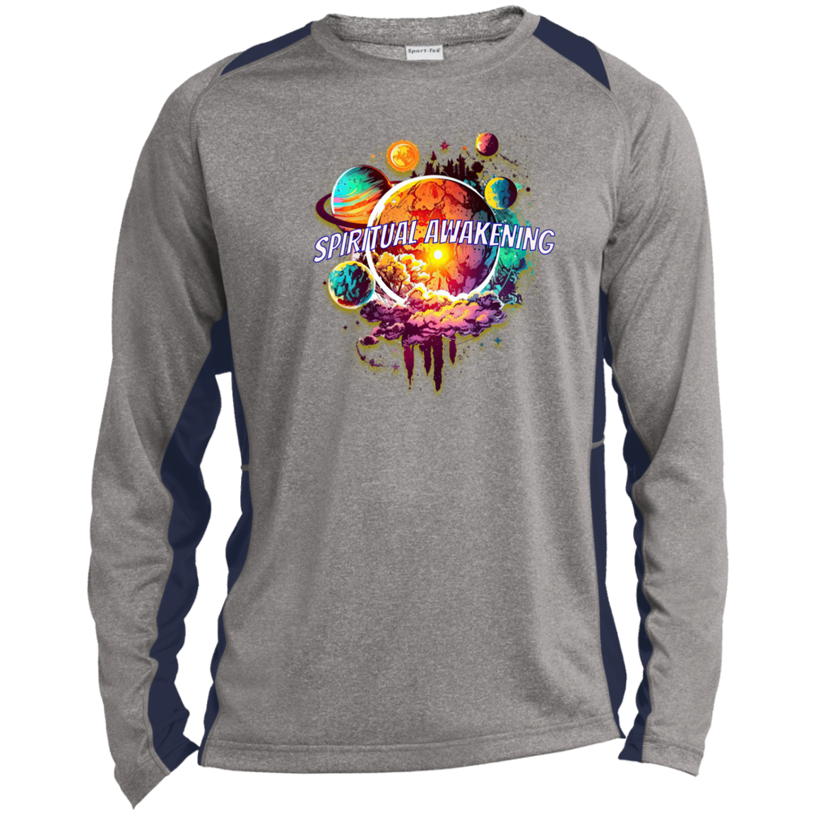 Spiritual Awakening Long Sleeve Heather Colorblock Performance Tee