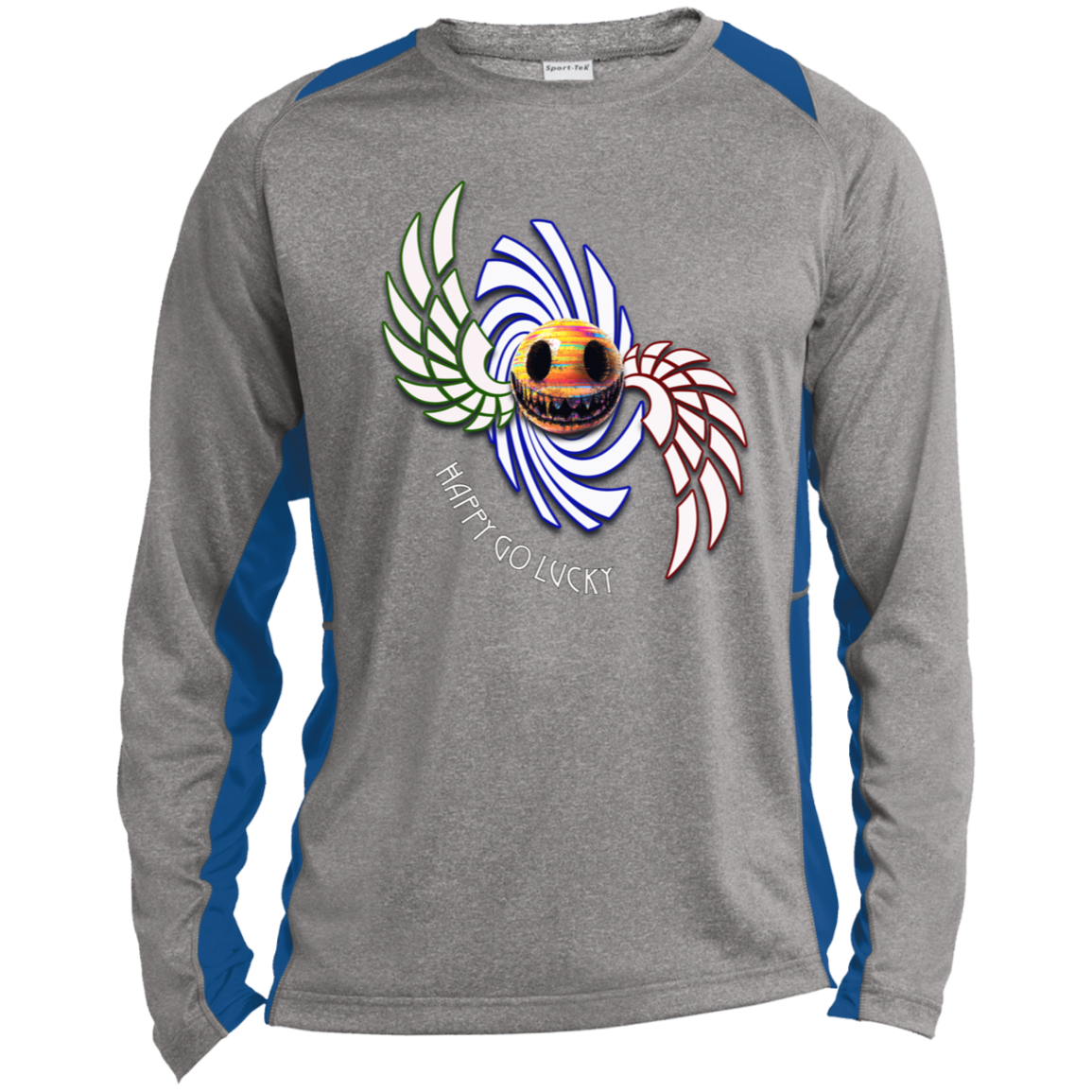 Happy Go Lucky Long Sleeve Heather Colorblock Performance Tee