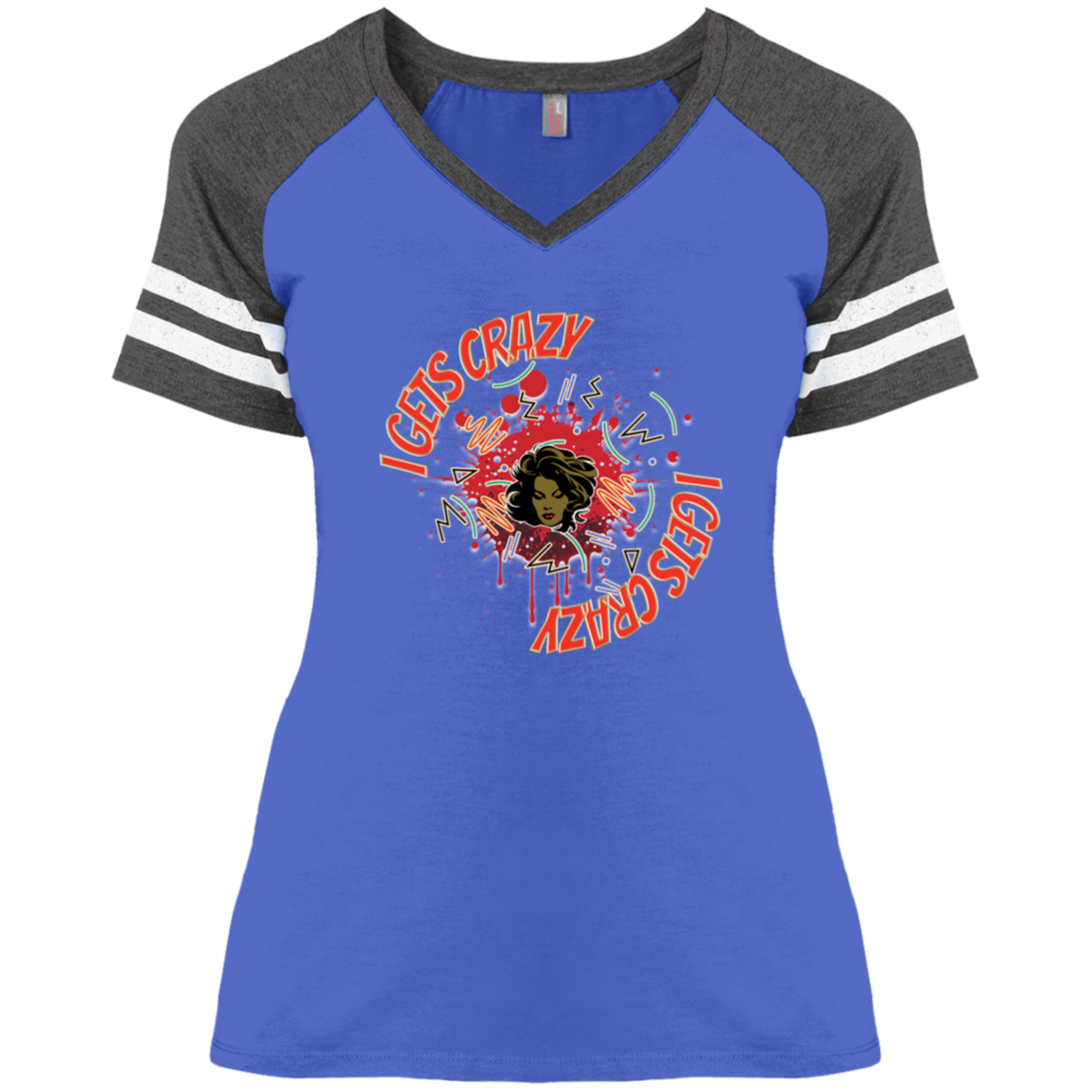 I Gets Crazy Ladies' Game V-Neck T-Shirt