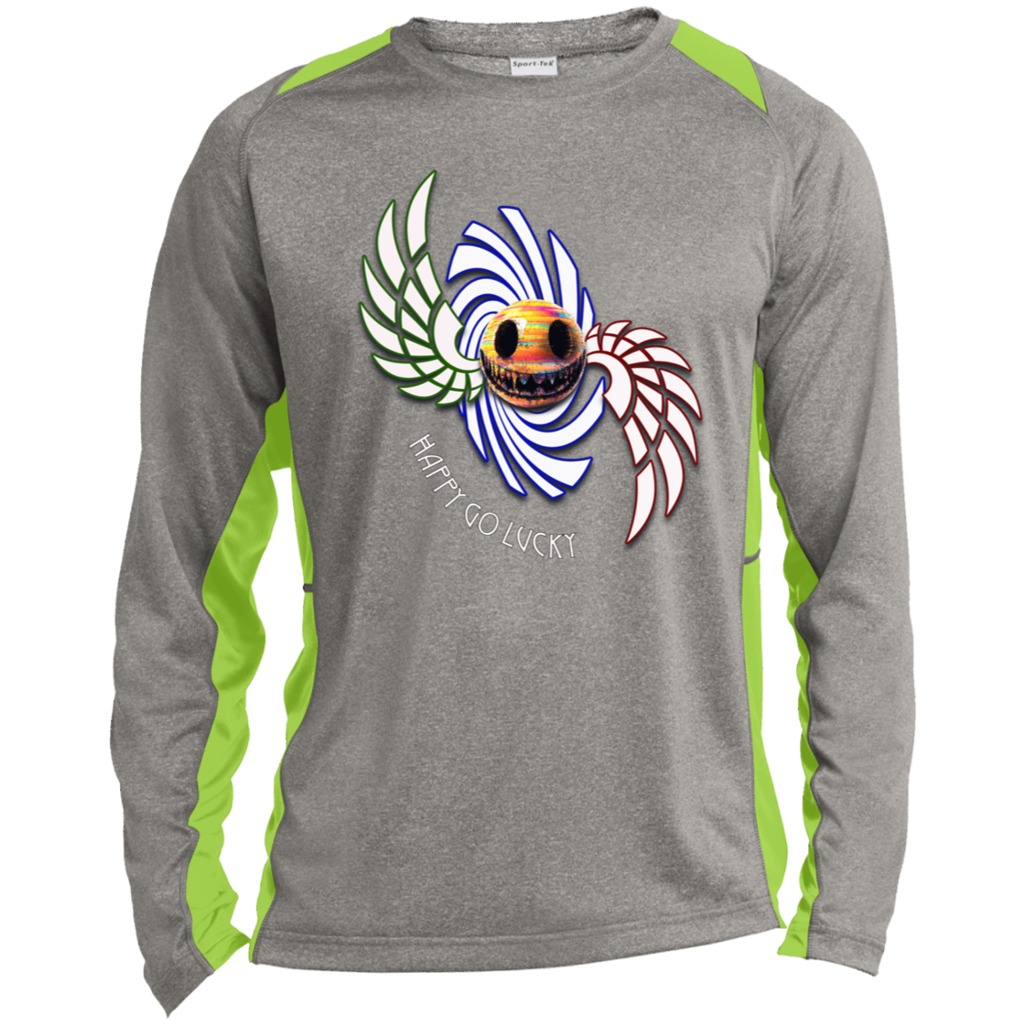 Happy Go Lucky Long Sleeve Heather Colorblock Performance Tee