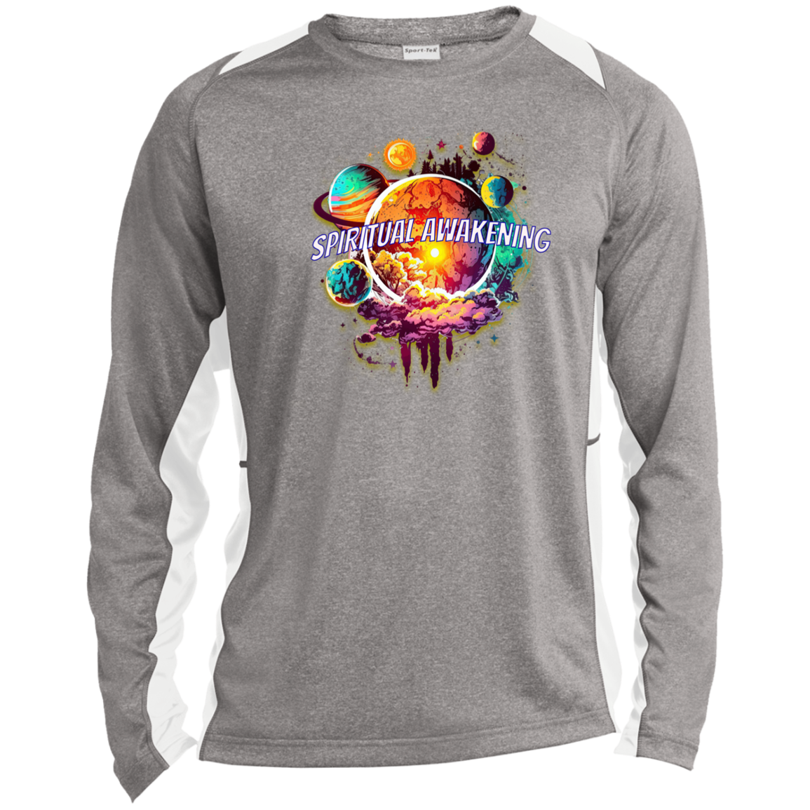 Spiritual Awakening Long Sleeve Heather Colorblock Performance Tee