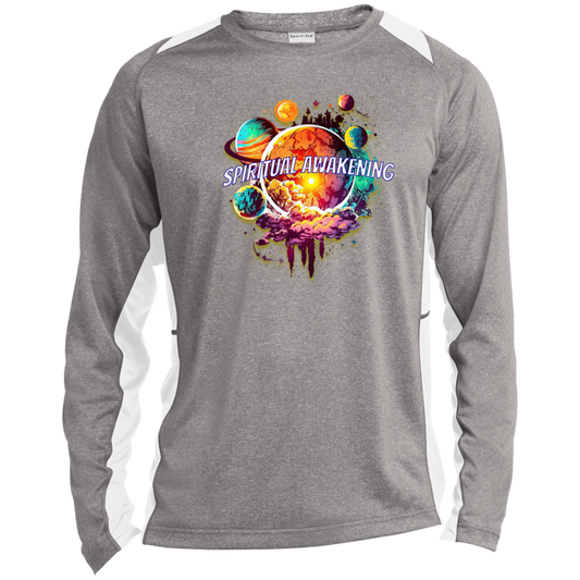 Spiritual Awakening Long Sleeve Heather Colorblock Performance Tee