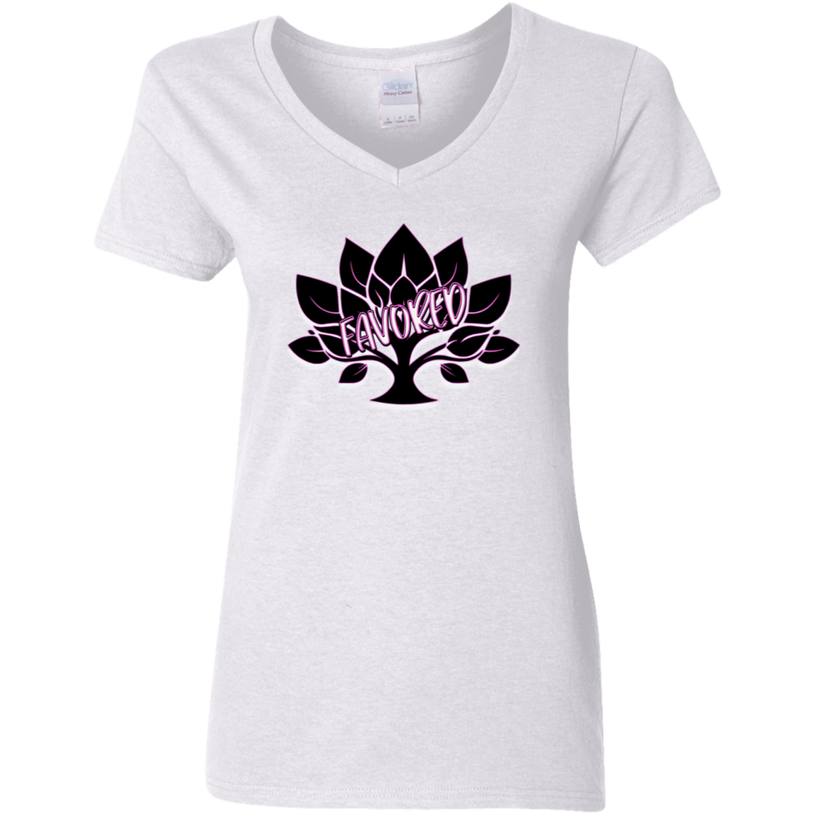 Hot Pink Favored Ladies' 5.3 oz. V-Neck T-Shirt