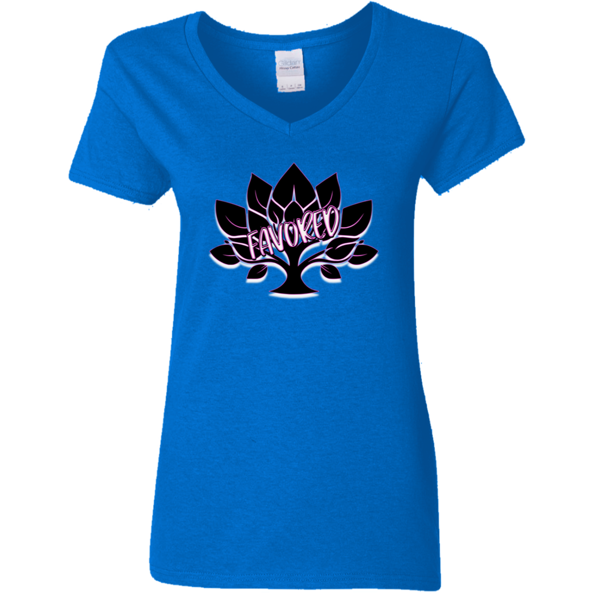 Hot Pink Favored Ladies' 5.3 oz. V-Neck T-Shirt