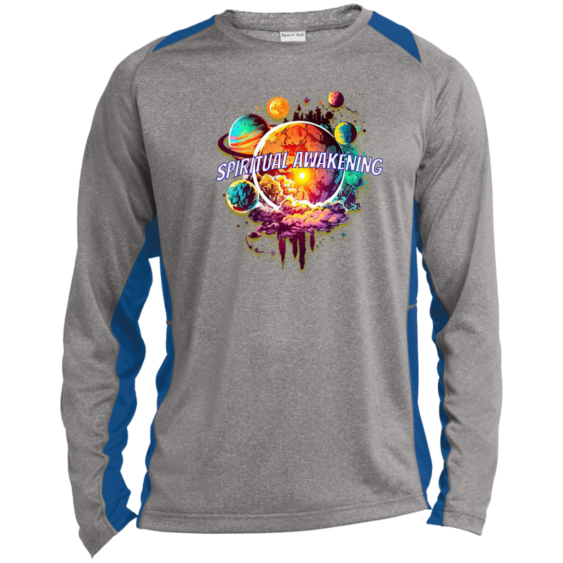 Spiritual Awakening Long Sleeve Heather Colorblock Performance Tee