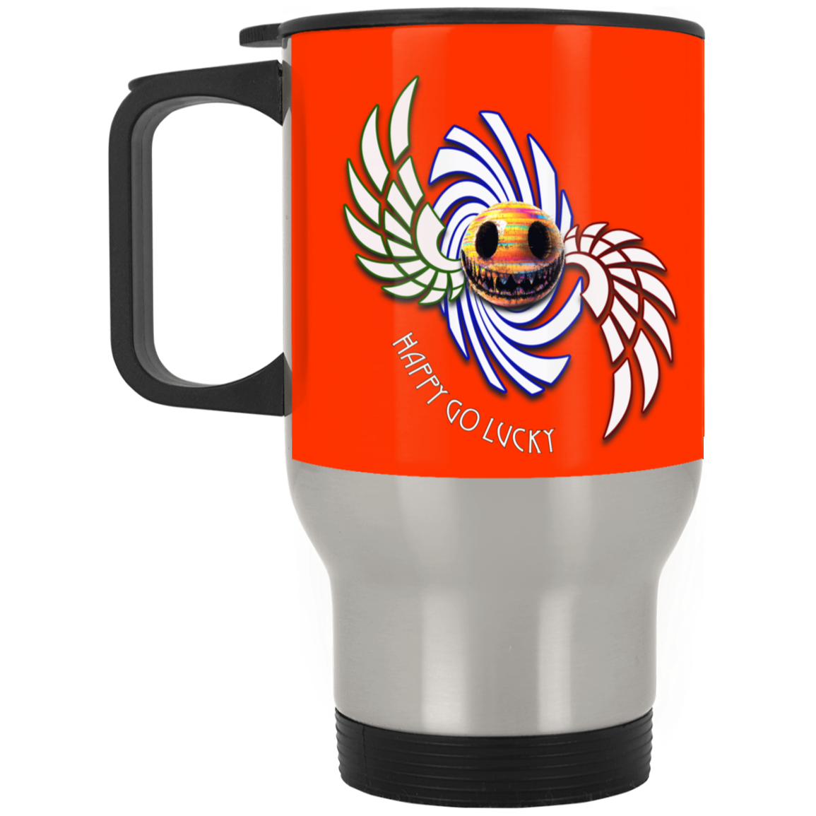 Happy Go Lucky Silver Stainless Travel Mug