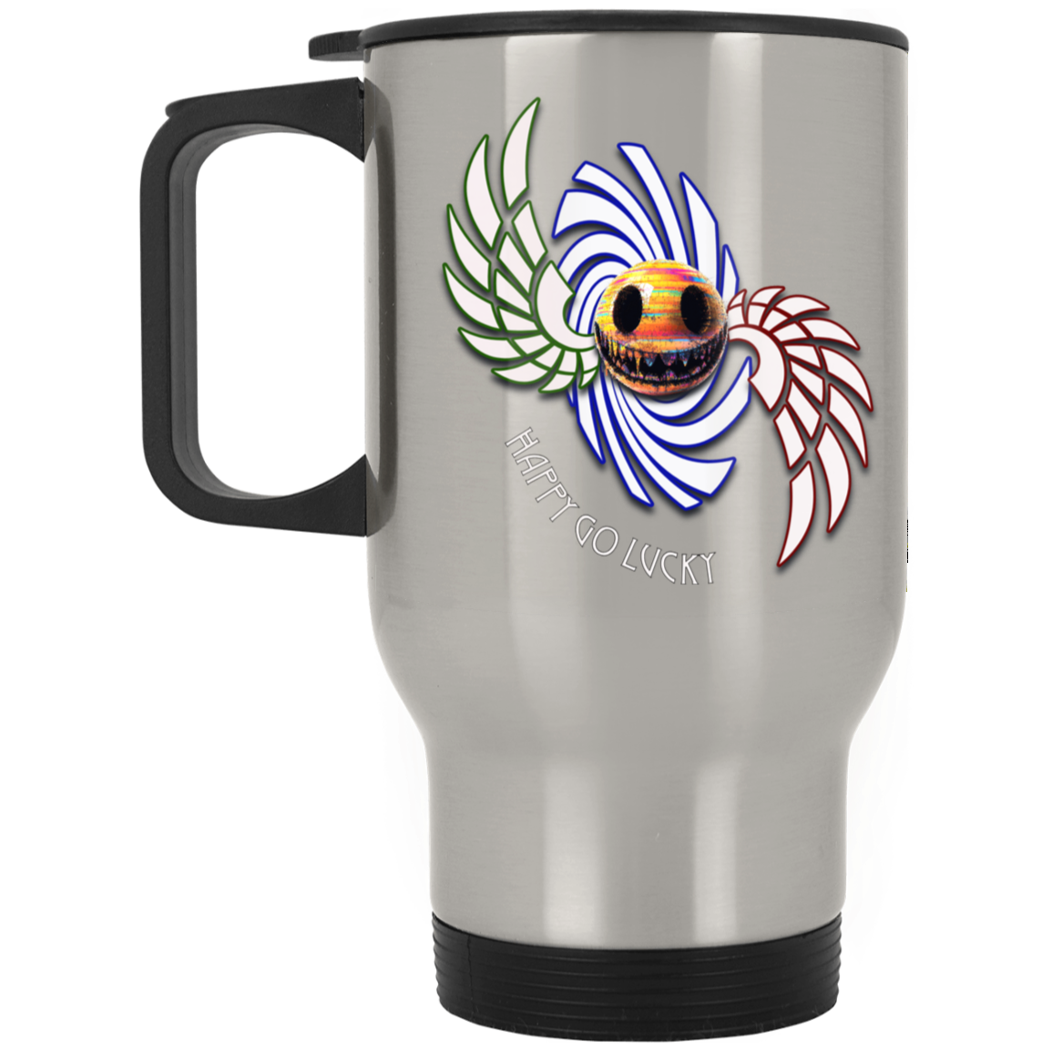 Happy Go Lucky Silver Stainless Travel Mug