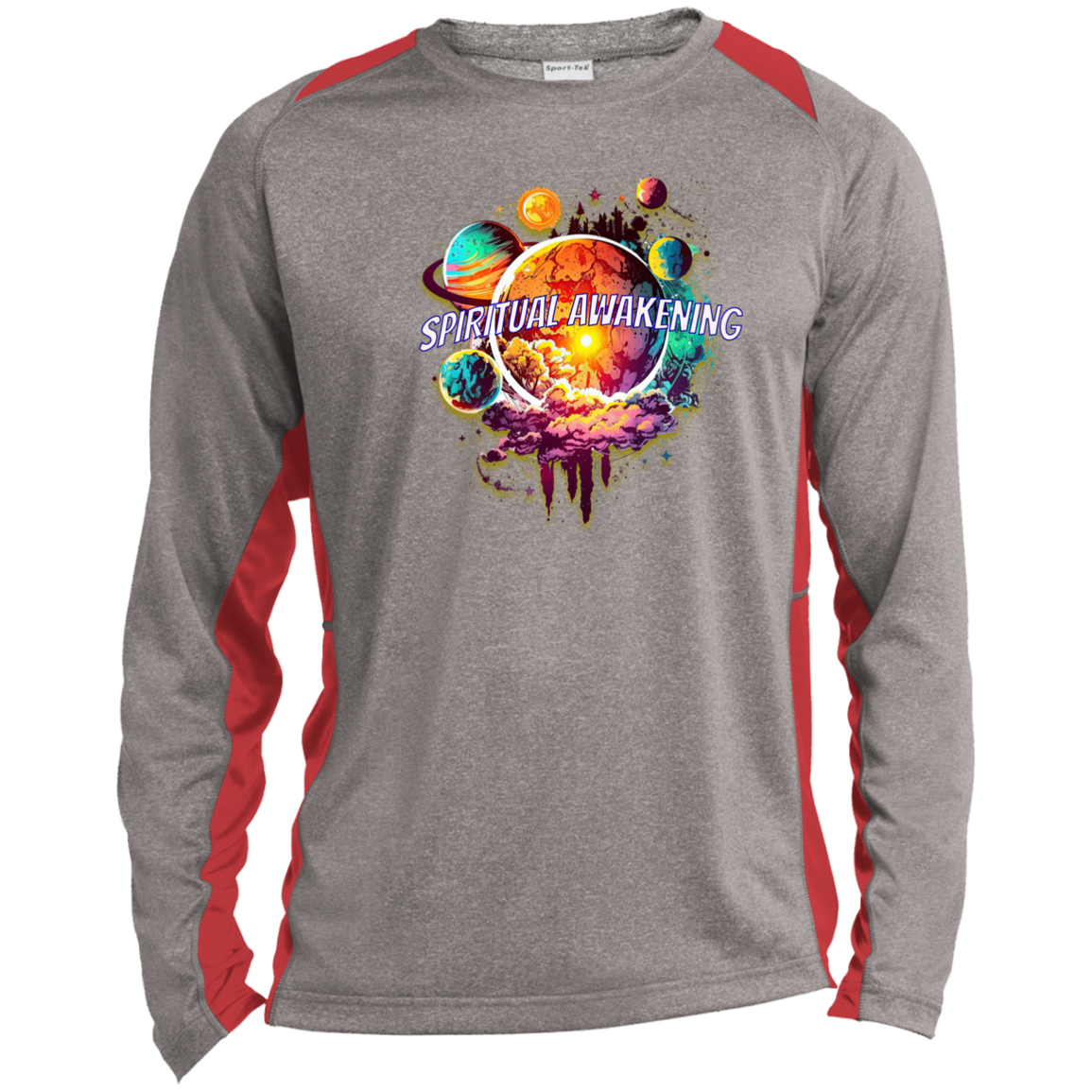 Spiritual Awakening Long Sleeve Heather Colorblock Performance Tee