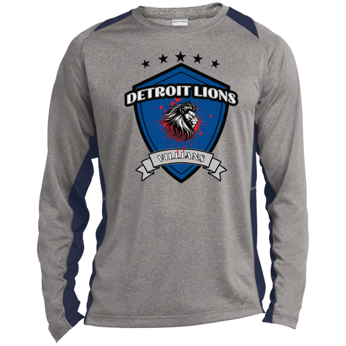 Detroit Lions Villian Long Sleeve Heather Colorblock Performance Tee