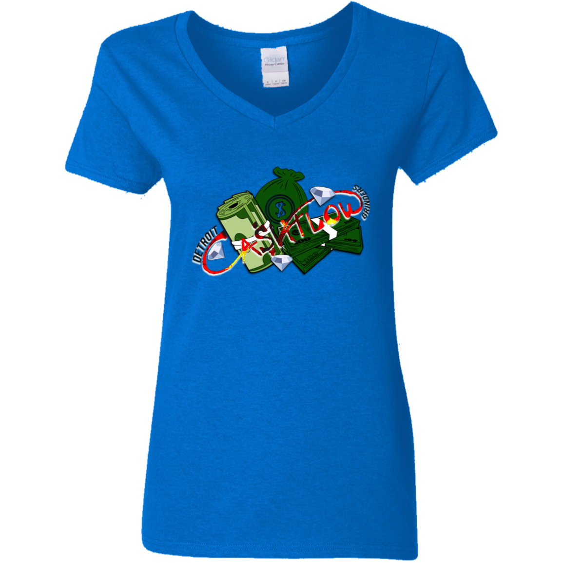Detroit Cashflow Grinders Ladies' 5.3 oz. V-Neck T-Shirt