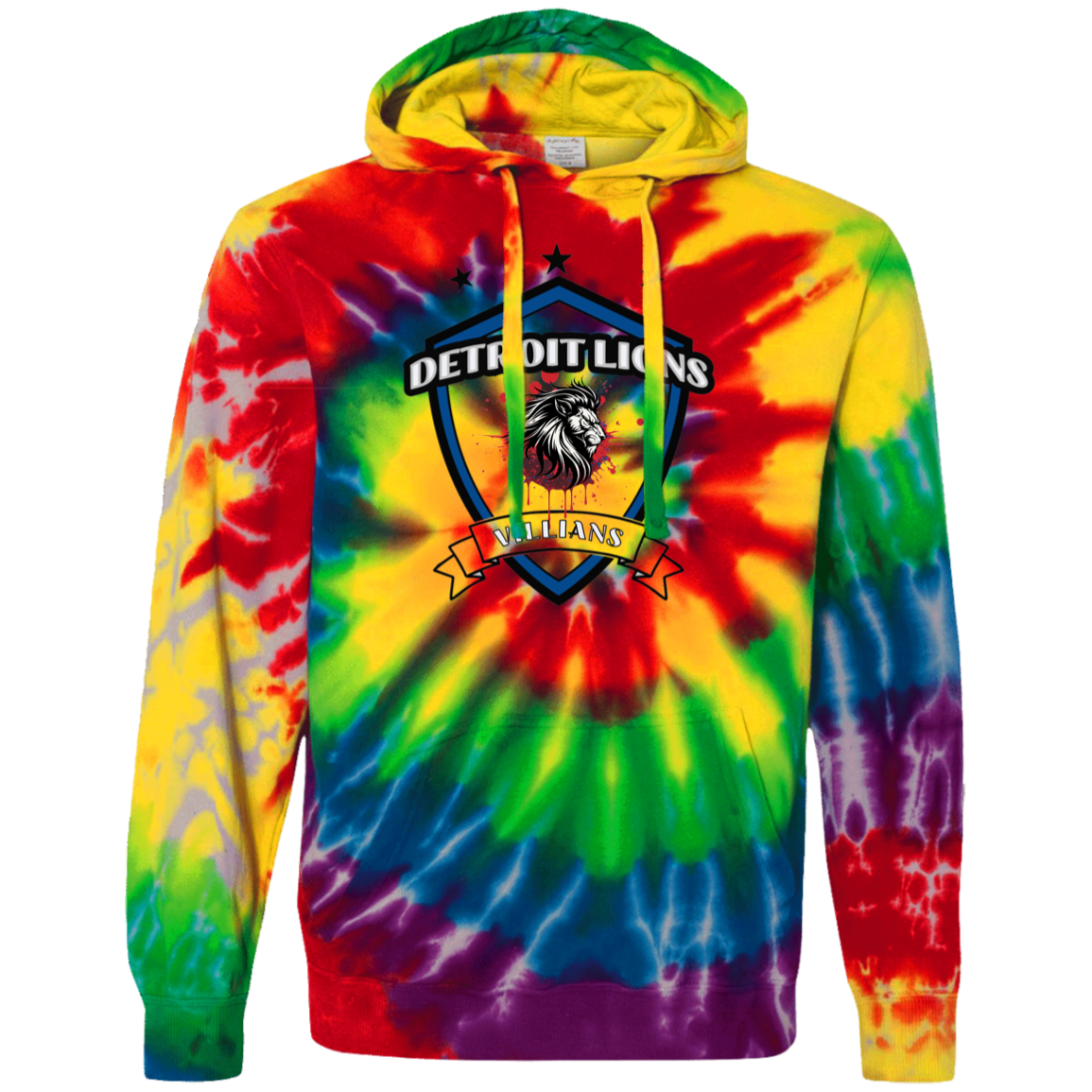 Detroit Lions Villain Unisex Tie-Dyed Pullover Hoodie