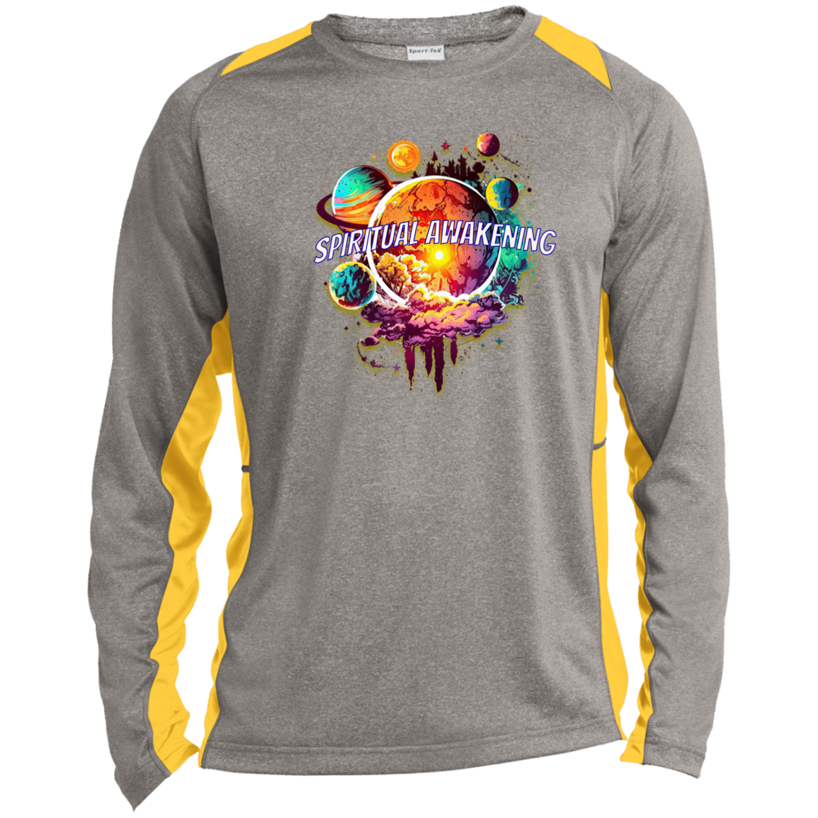 Spiritual Awakening Long Sleeve Heather Colorblock Performance Tee