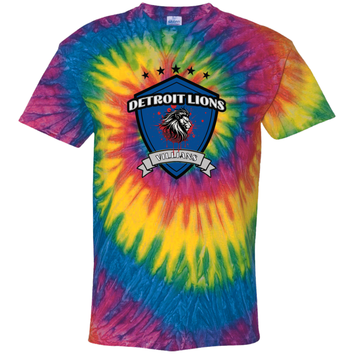 Detroit Lions Villain 100% Cotton Tie Dye T-Shirt