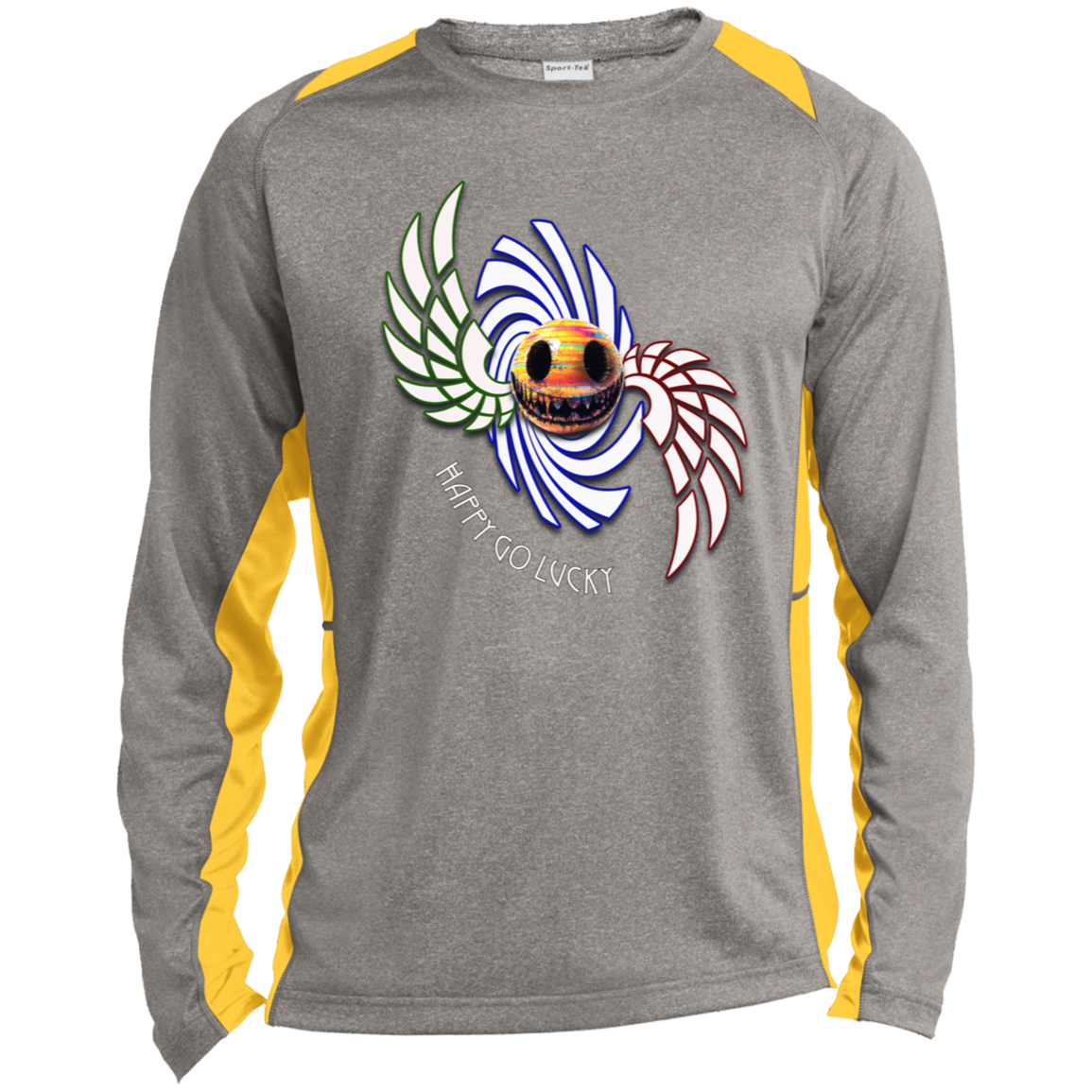 Happy Go Lucky Long Sleeve Heather Colorblock Performance Tee