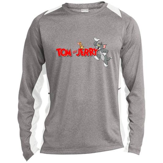 Tom and Jerry Long Sleeve Heather Colorblock Performance Tee