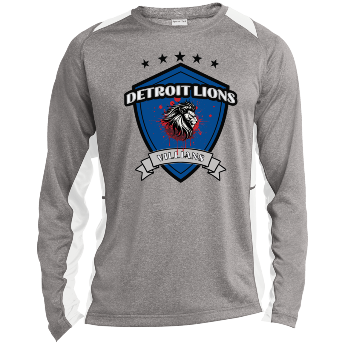 Detroit Lions Villian Long Sleeve Heather Colorblock Performance Tee