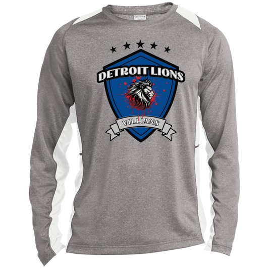 Detroit Lions Villian Long Sleeve Heather Colorblock Performance Tee