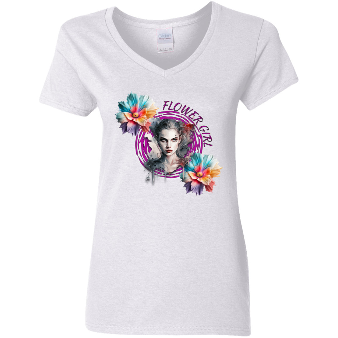 Flower Girl Ladies' 5.3 oz. V-Neck T-Shirt